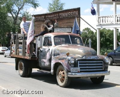 Classic and vintage cars on parade in Virginia City in Montana