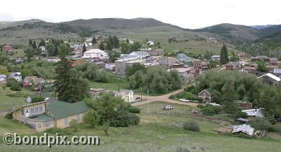 View of the old western town of Virginia City in Montana