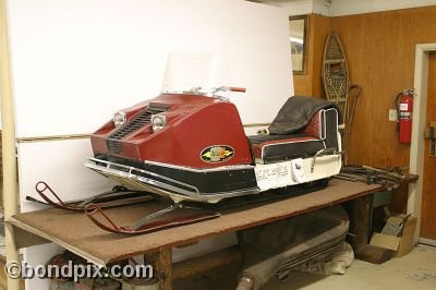An early snowmobile at the museum in Virginia City in Montana
