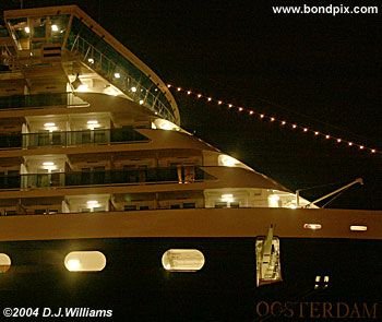 Cruise ship Oosterdam illuminated at night