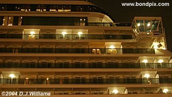 Cruise ship Oosterdam illuminated at night