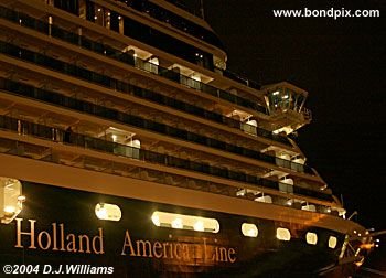 Cruise ship Oosterdam illuminated at night