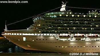 Cruise ship illuminated at night
