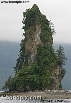 New Eddystone Rock, a volcanic plug, in Alaska