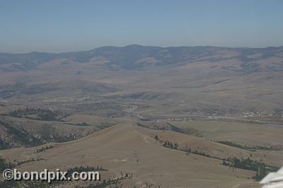 Aerial views over the Deer Lodge valley, Deer Lodge, Anaconda and Butte in Montana