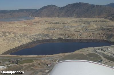 Aerial views over the Berkeley pit in Butte Montana