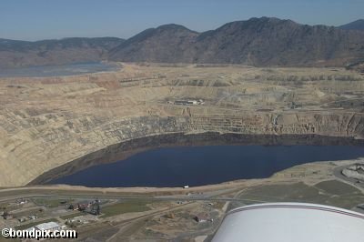 Aerial views over the Berkeley pit in Butte Montana