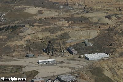 Aerial views over the Berkeley pit in Butte Montana