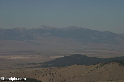 Aerial views over the Deer Lodge valley, Deer Lodge, Anaconda and Butte in Montana