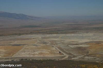 Aerial views over the Deer Lodge valley, Deer Lodge, Anaconda and Butte in Montana