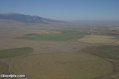 Aerial views over the Deer Lodge valley, Deer Lodge, Anaconda and Butte in Montana