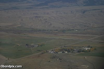 Aerial views over the Deer Lodge valley, Deer Lodge, Anaconda and Butte in Montana