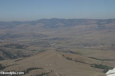 Aerial views over the Deer Lodge valley, Deer Lodge, Anaconda and Butte in Montana