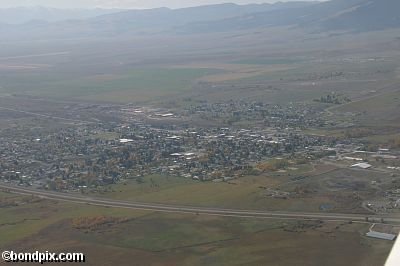 Aerial views over Deer Lodge in Montana