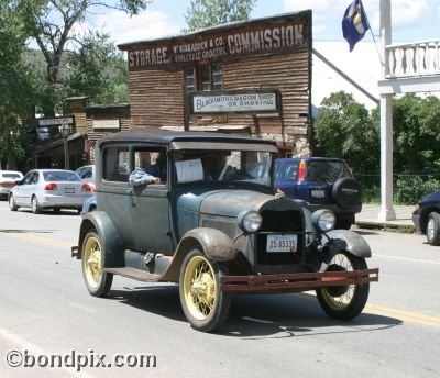 Classic and vintage cars on parade in Virginia City in Montana