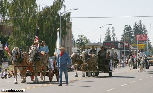 Parade along Main Street in Deer Lodge, Montana