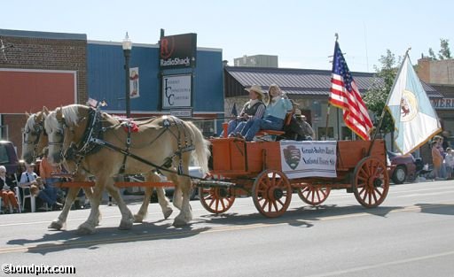 Parade along Main Street in Deer Lodge, Montana