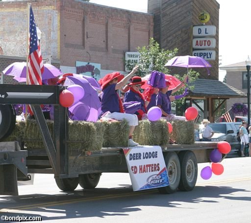 Parade along Main Street in Deer Lodge, Montana