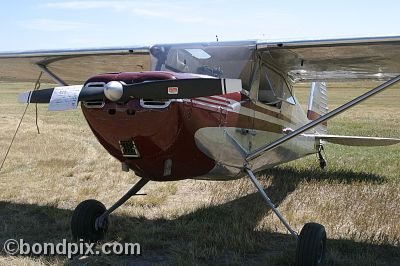 Cessna 140A aircraft at the annual fly in at Pogreba Field, Three Forks, Montana