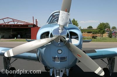 Beechcraft Mentor T34b US Air Force aircraft at the annual fly in at Pogreba Field, Three Forks, Montana