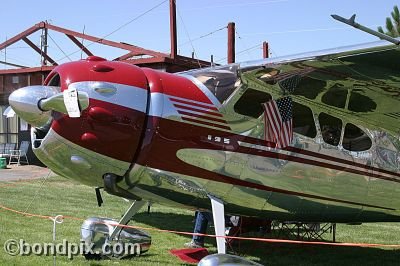 Cessna 195 aircraft at the annual fly in at Pogreba Field, Three Forks, Montana