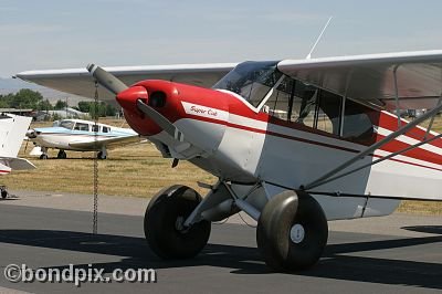 Supercub aircraft at the annual fly in at Pogreba Field, Three Forks, Montana