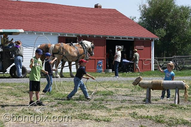 0940.jpg - Grant-Kohrs blacksmith shop and young cowboys learning to rope cattle