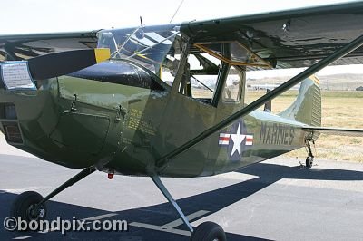 Cessna 305 Marines aircraft at the annual fly in at Pogreba Field, Three Forks, Montana