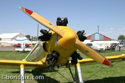 Wooden propellers on the US Navy aircraft at the annual fly in at Pogreba Field, Three Forks, Montana