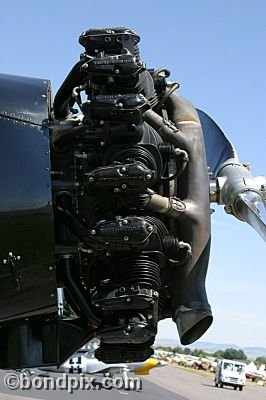 Aircraft engine at the annual fly in at Pogreba Field, Three Forks, Montana