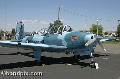 Beechcraft Mentor T34b US Air Force aircraft at the annual fly in at Pogreba Field, Three Forks, Montana