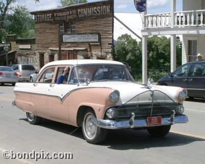 Classic and vintage cars on parade in Virginia City in Montana