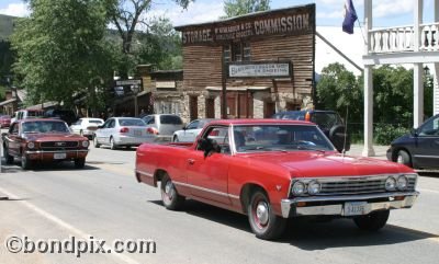 Classic and vintage cars on parade in Virginia City in Montana