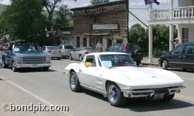 Classic and vintage cars on parade in Virginia City in Montana