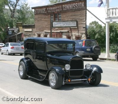 Classic and vintage cars on parade in Virginia City in Montana