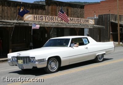 Classic and vintage cars on parade in Virginia City in Montana