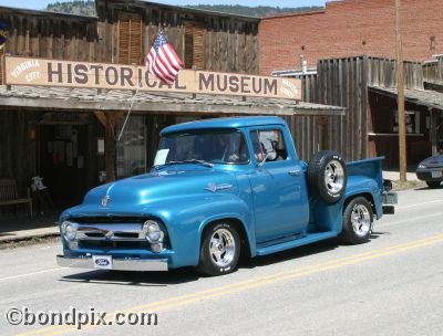 Classic and vintage cars on parade in Virginia City in Montana