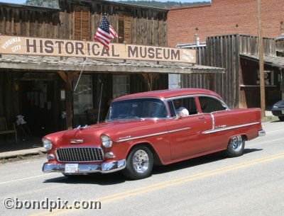 Classic and vintage cars on parade in Virginia City in Montana