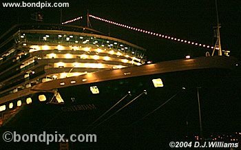 Cruise ship Oosterdam illuminated at night