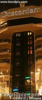 Cruise ship Oosterdam illuminated at night