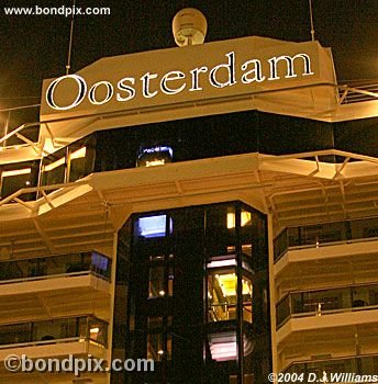 Cruise ship Oosterdam illuminated at night